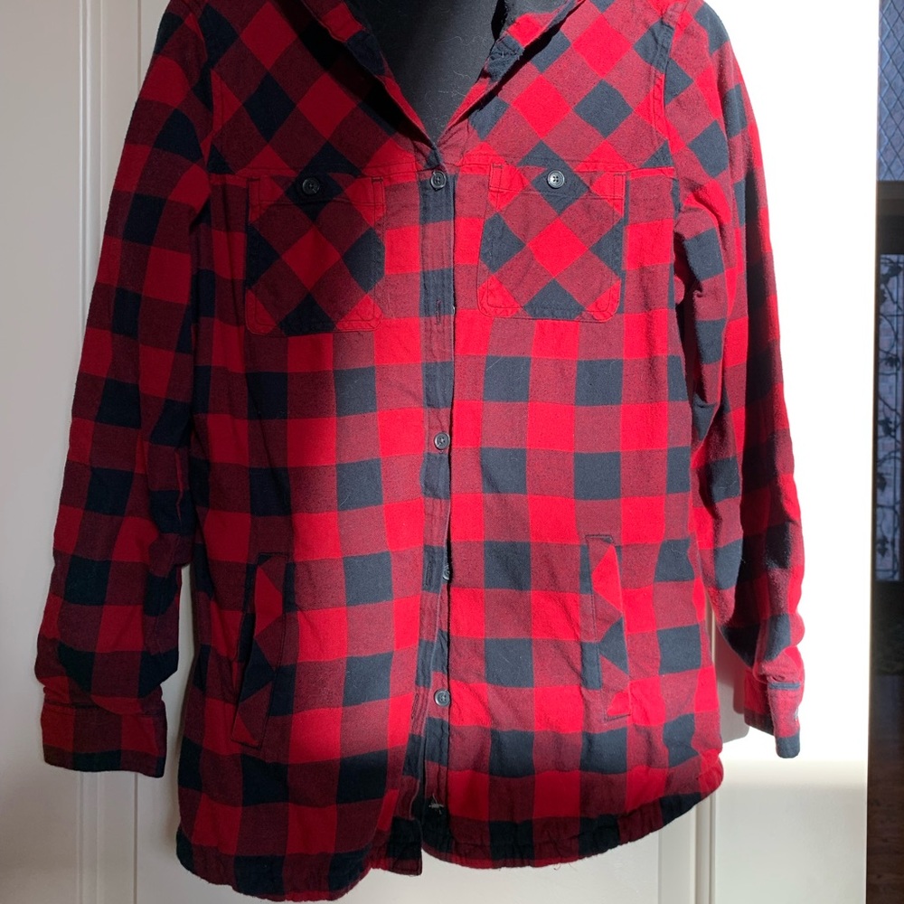 Eddie Bauer plaid flannel hoodie